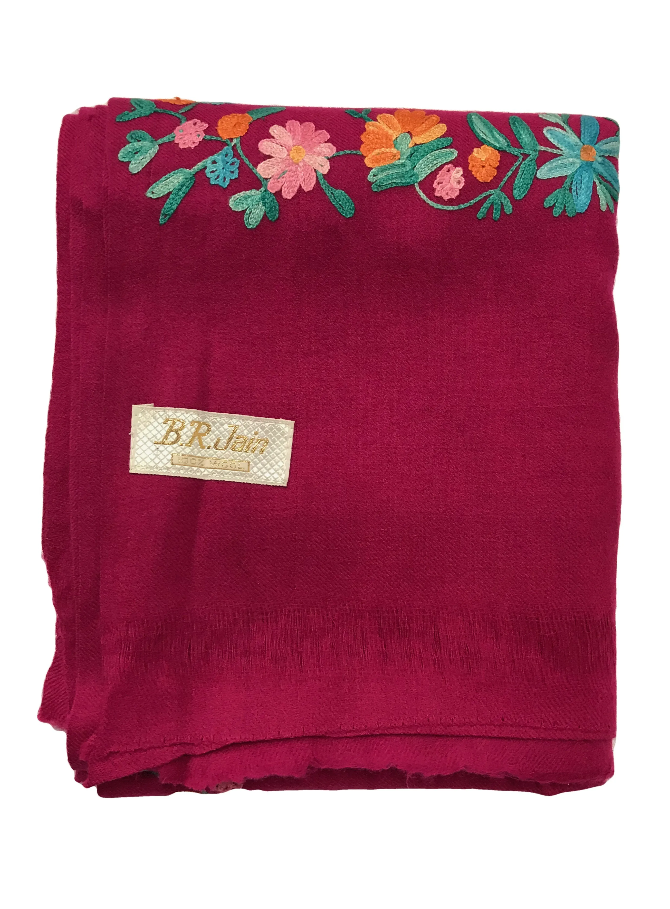 100% Wool Embroidered Soft Floral Cashmere Pashmina High Quality Shawl From Himalaya