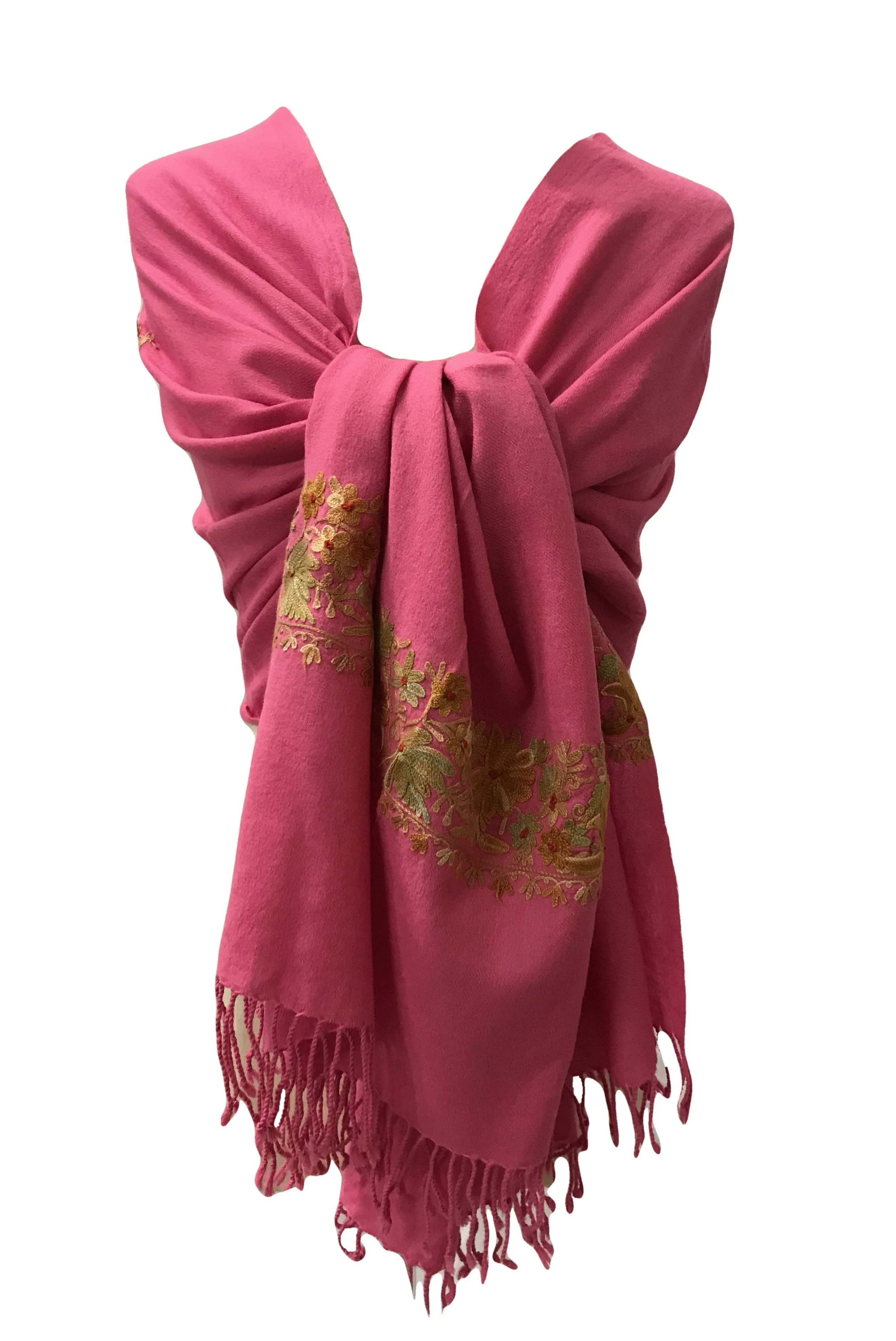 100% Wool Embroidered Soft Floral Cashmere Pashmina High Quality Shawl From Himalaya
