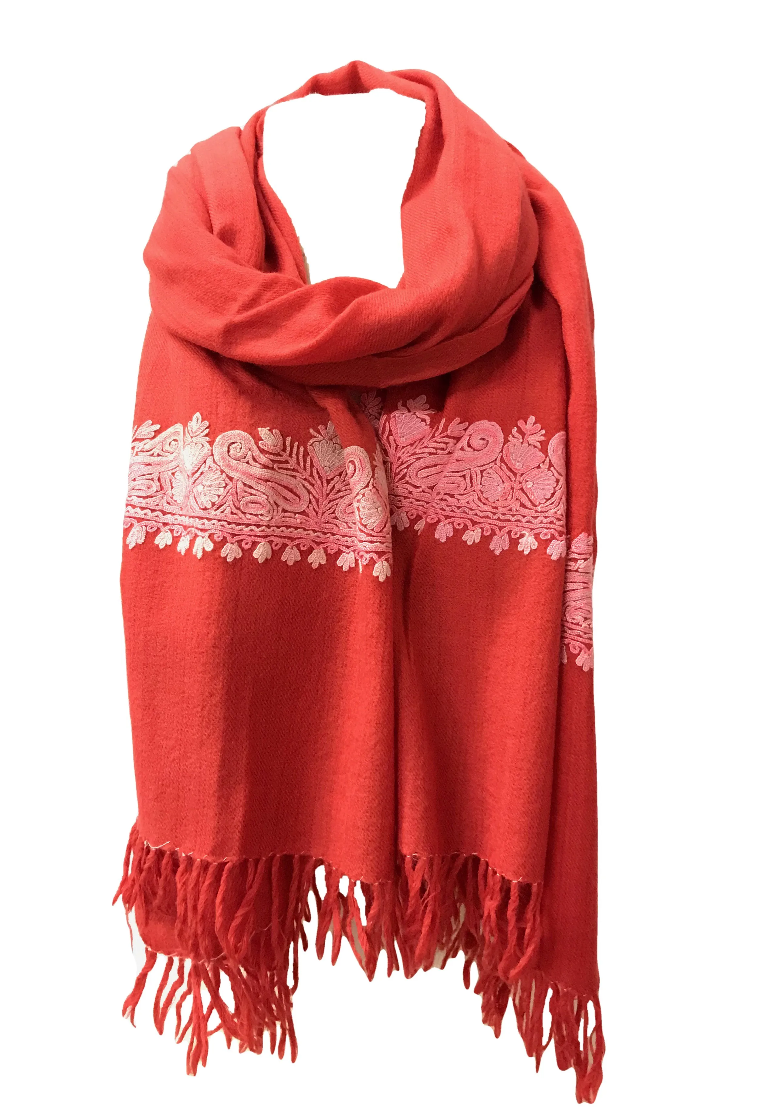 100% Wool Embroidered Soft Floral Cashmere Pashmina High Quality Shawl From Himalaya