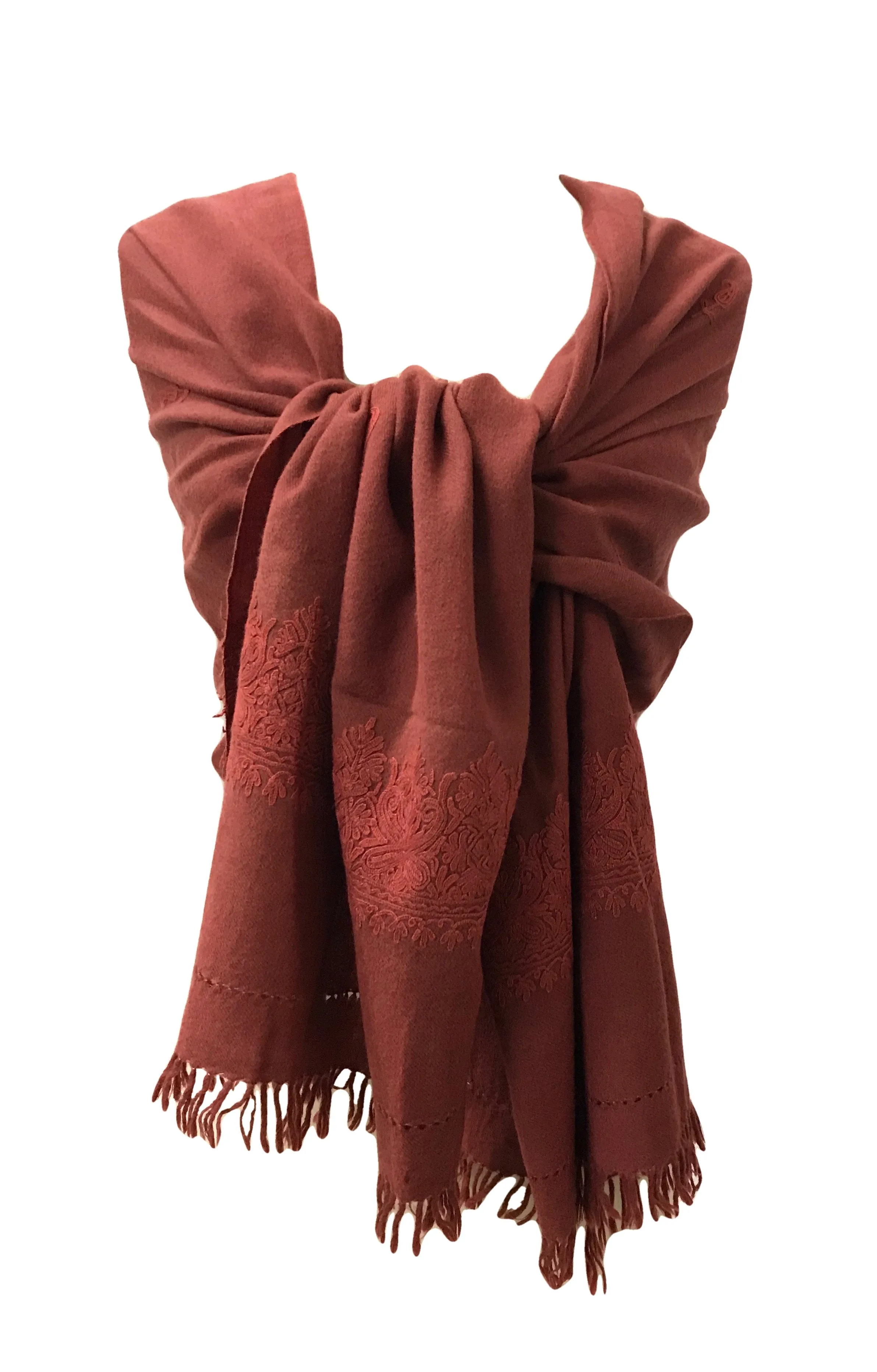 100% Wool Embroidered Soft Floral Cashmere Pashmina High Quality Shawl From Himalaya