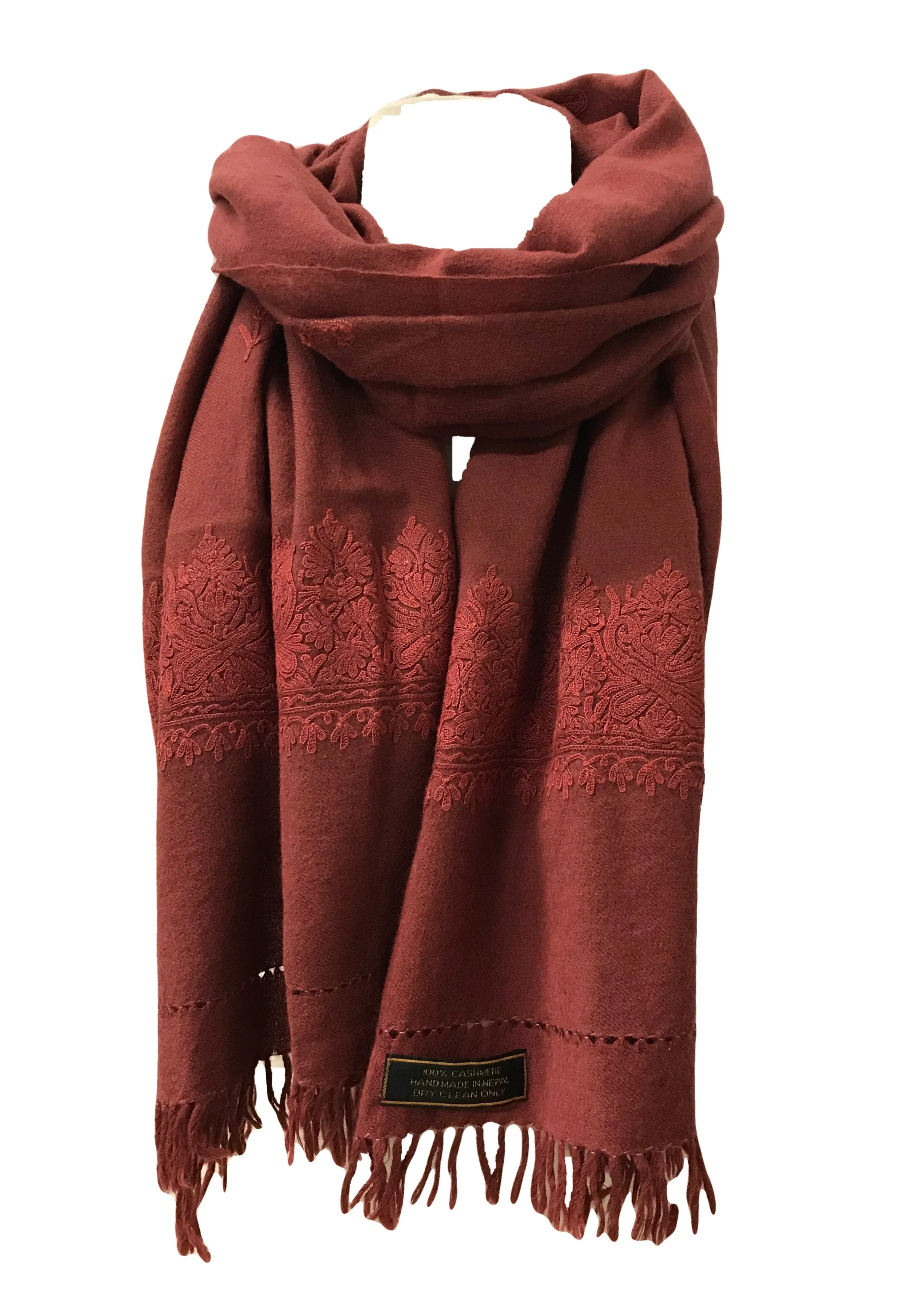 100% Wool Embroidered Soft Floral Cashmere Pashmina High Quality Shawl From Himalaya