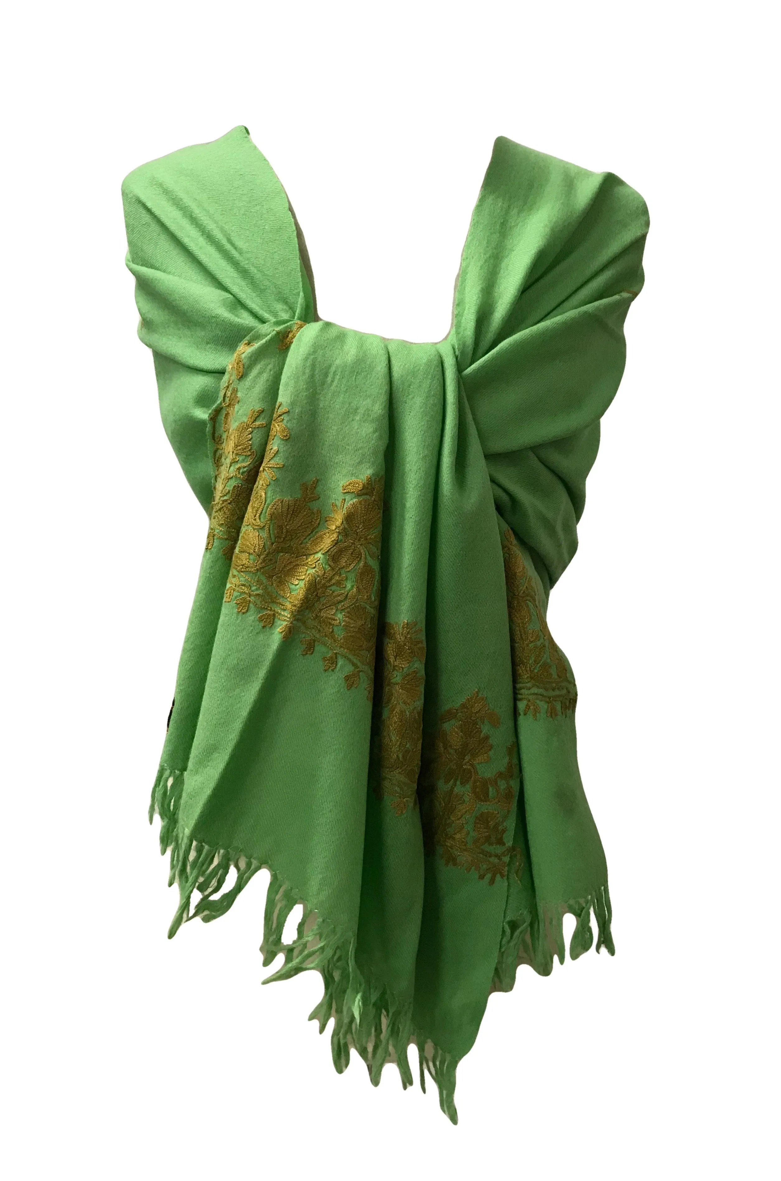 100% Wool Embroidered Soft Floral Cashmere Pashmina High Quality Shawl From Himalaya