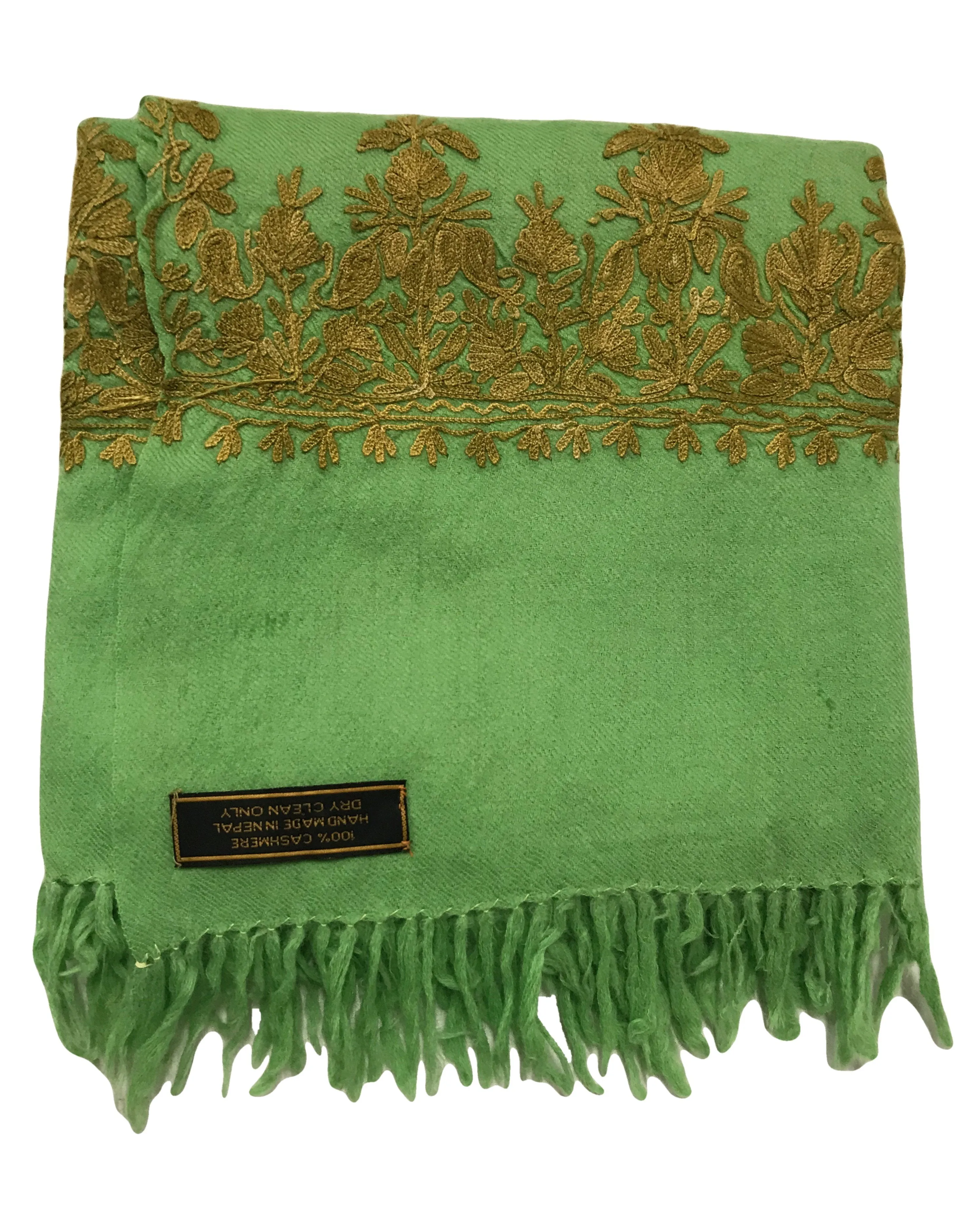 100% Wool Embroidered Soft Floral Cashmere Pashmina High Quality Shawl From Himalaya