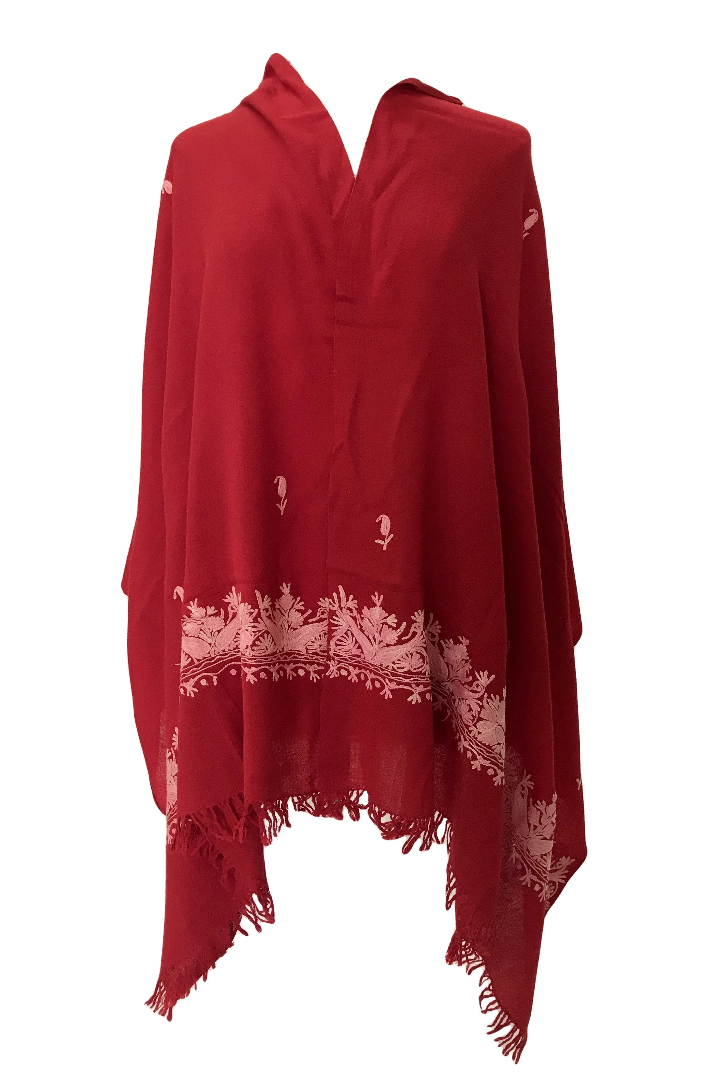 100% Wool Embroidered Soft Floral Cashmere Pashmina High Quality Shawl From Himalaya