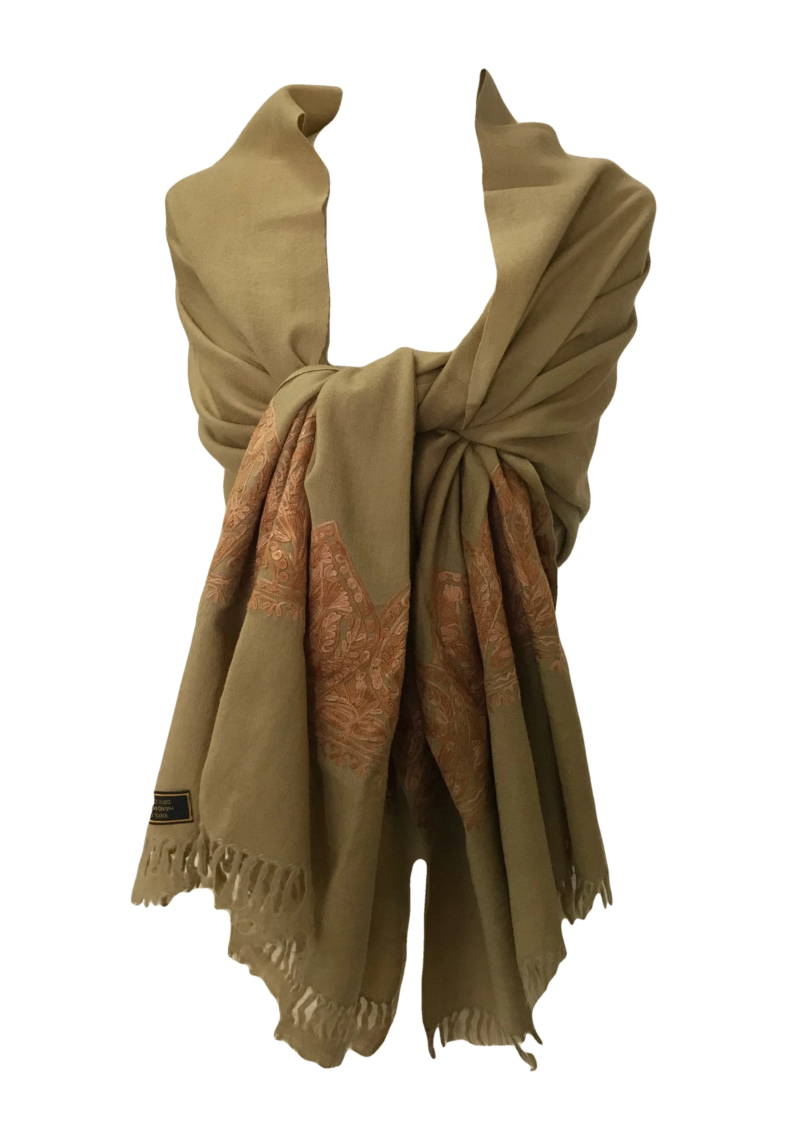 100% Wool Embroidered Soft Floral Cashmere Pashmina High Quality Shawl From Himalaya