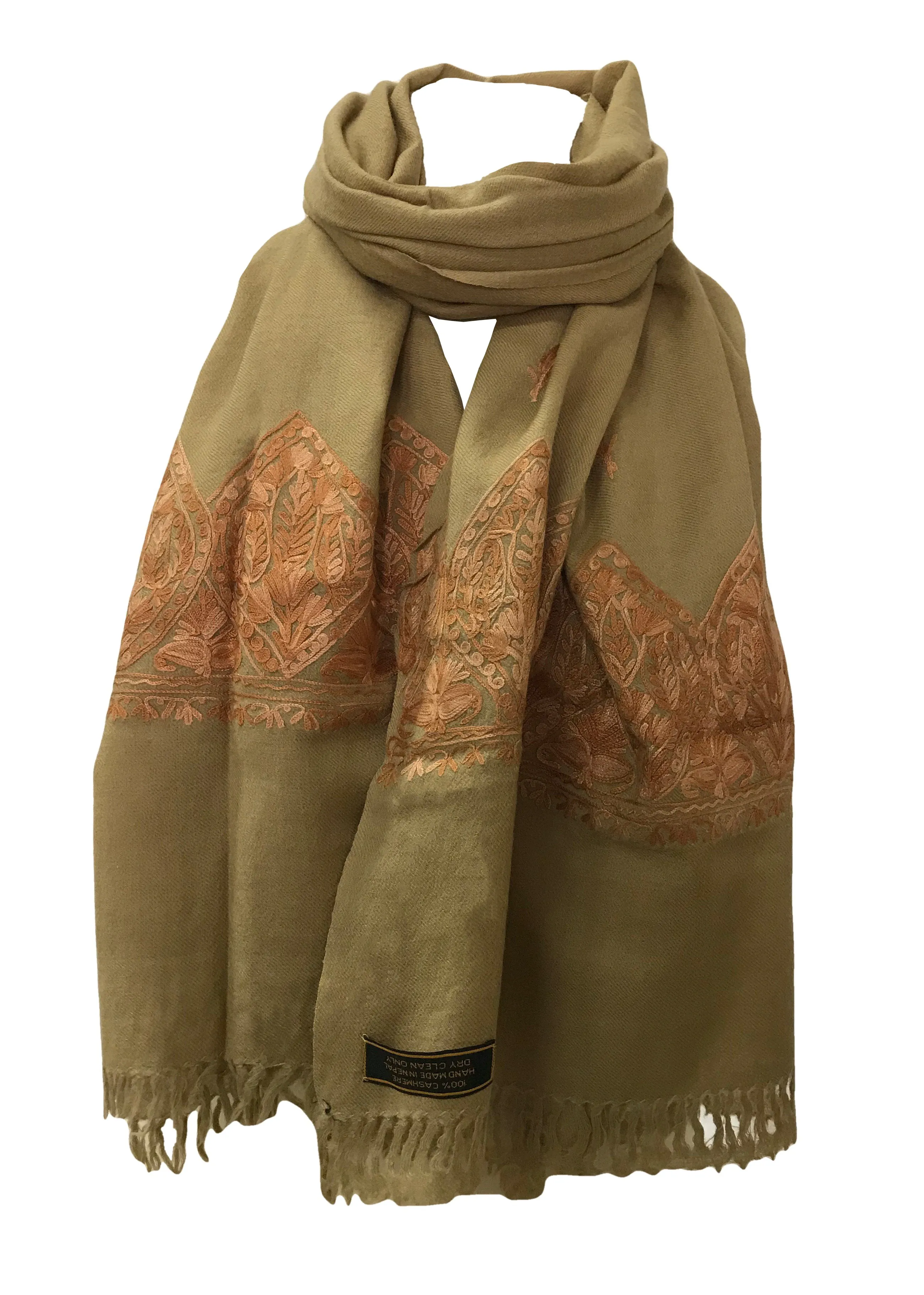 100% Wool Embroidered Soft Floral Cashmere Pashmina High Quality Shawl From Himalaya