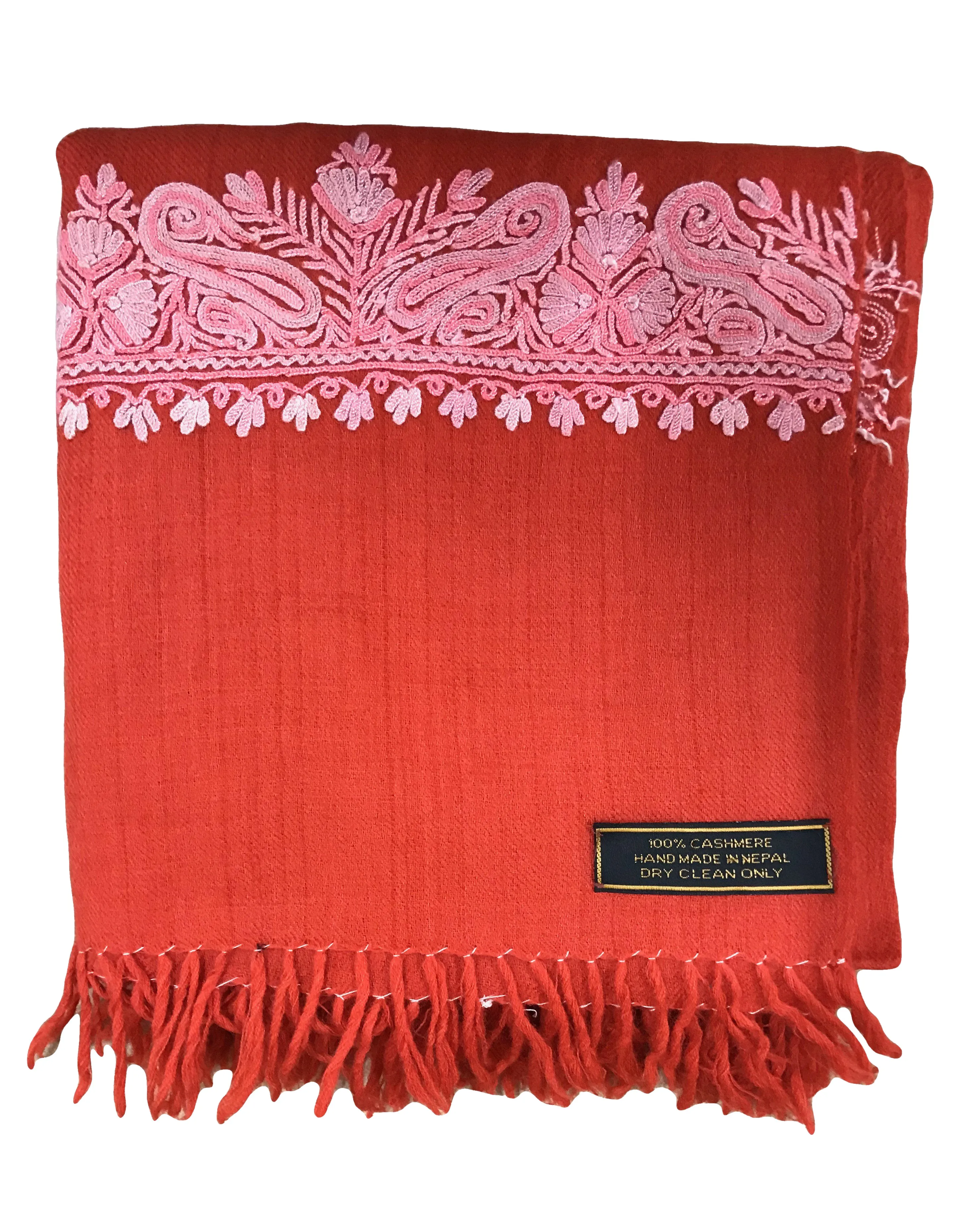100% Wool Embroidered Soft Floral Cashmere Pashmina High Quality Shawl From Himalaya