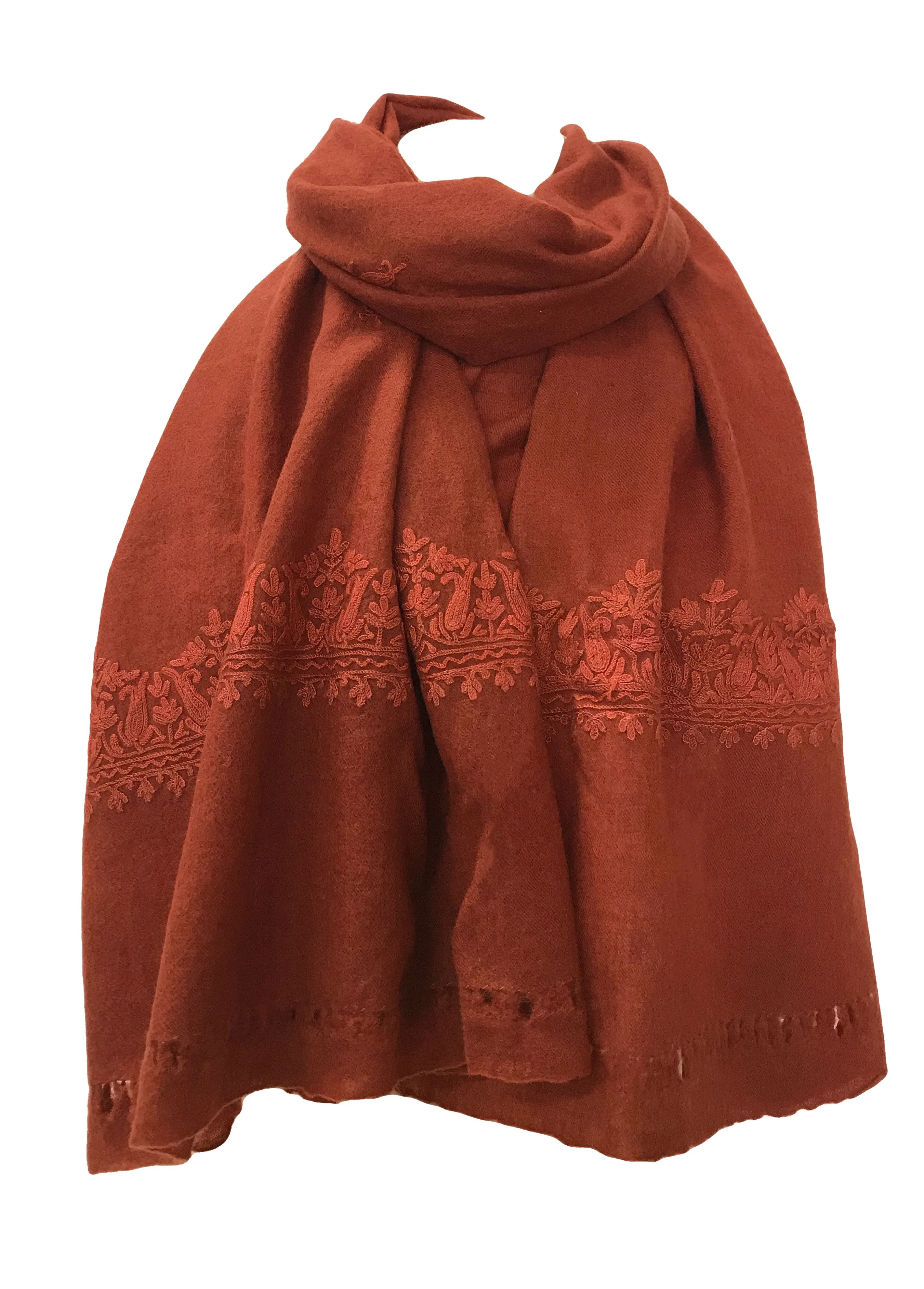 100% Wool Embroidered Soft Floral Cashmere Pashmina High Quality Shawl From Himalaya