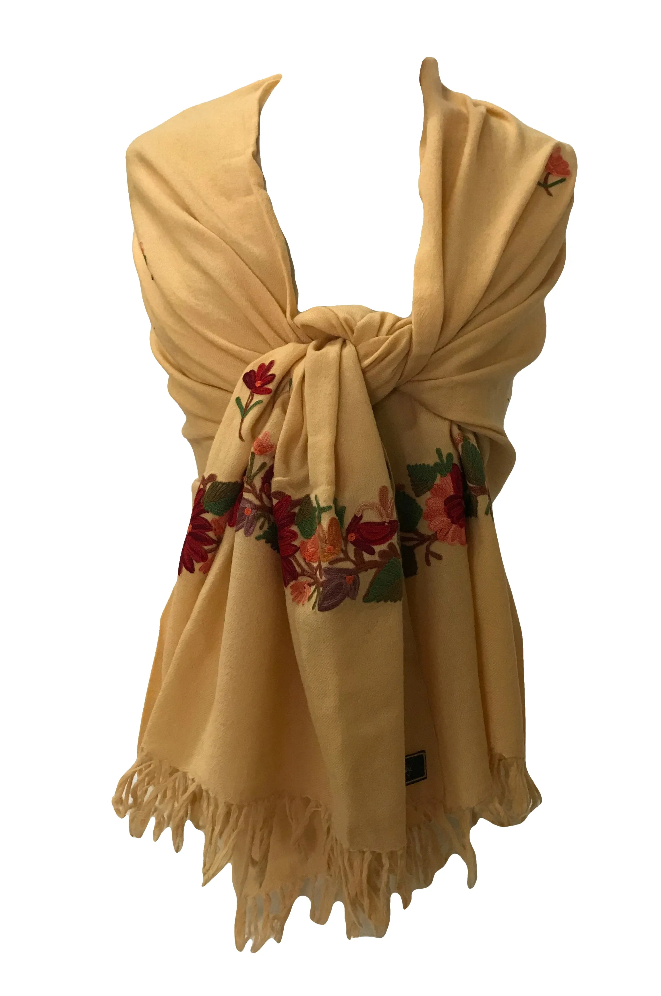 100% Wool Embroidered Soft Floral Cashmere Pashmina High Quality Shawl From Himalaya