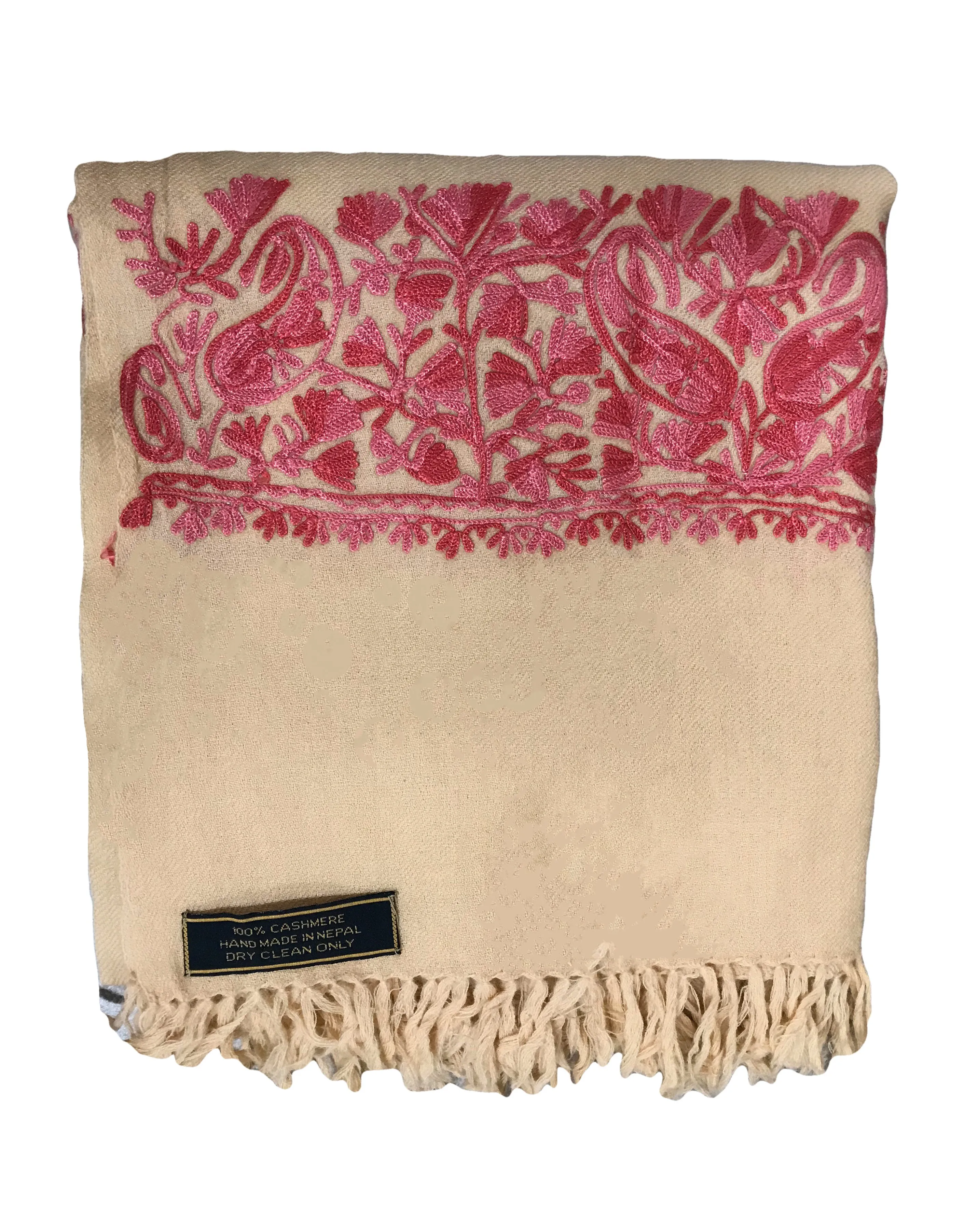 100% Wool Embroidered Soft Floral Cashmere Pashmina High Quality Shawl From Himalaya