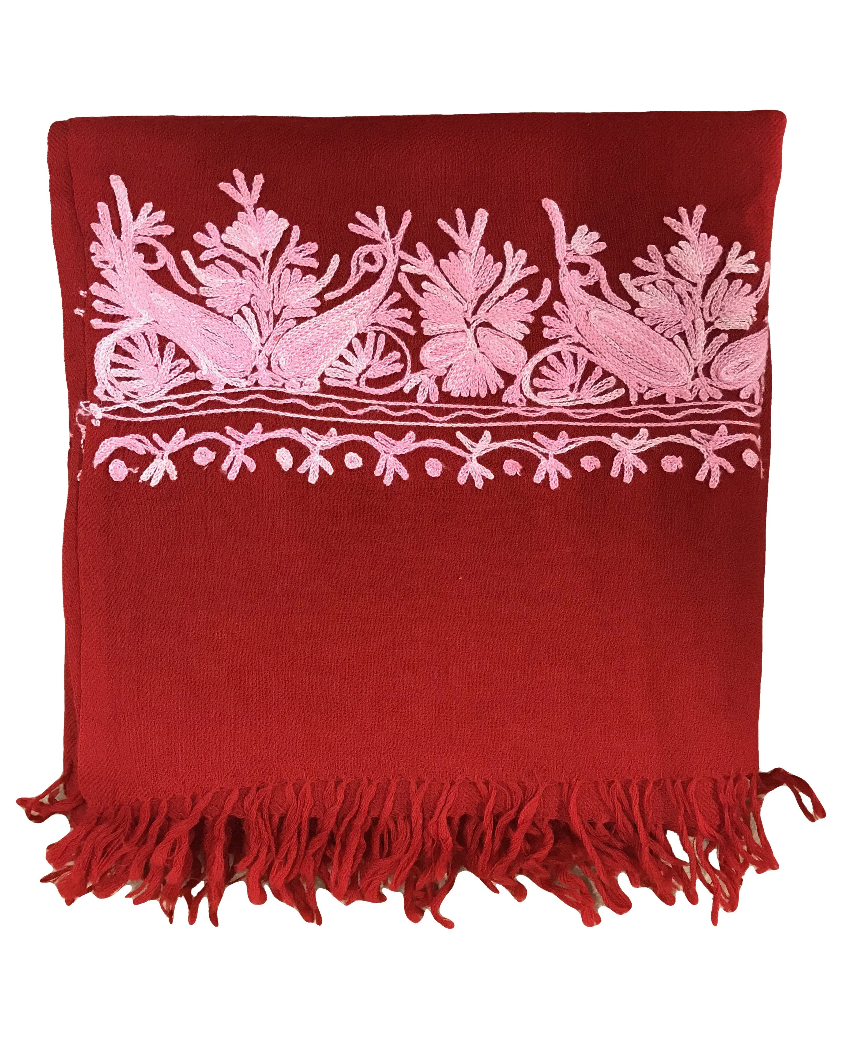100% Wool Embroidered Soft Floral Cashmere Pashmina High Quality Shawl From Himalaya