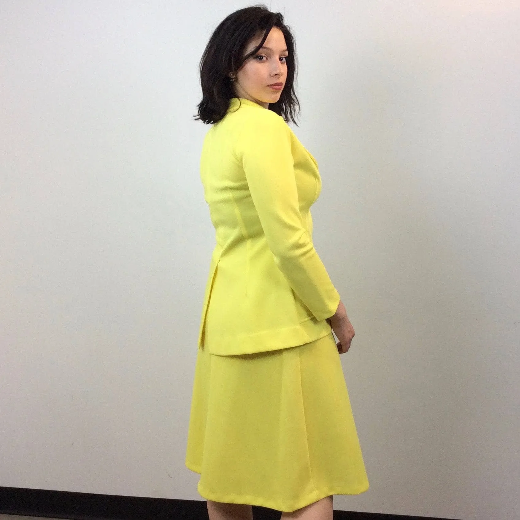 1970s Bright Yellow Blazer, Skirt and Pant Set Medium