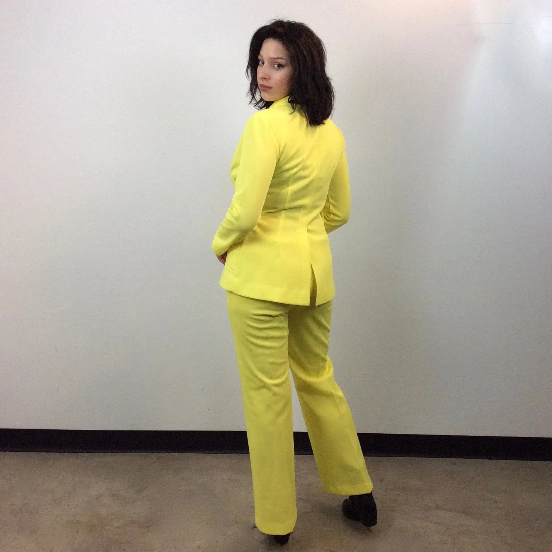 1970s Bright Yellow Blazer, Skirt and Pant Set Medium