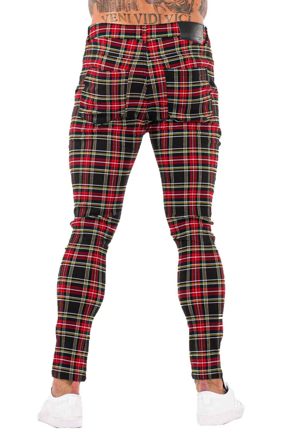 3100 Plaid Pattern Skinny Fit Chinos