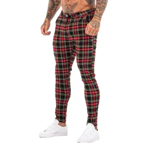3100 Plaid Pattern Skinny Fit Chinos