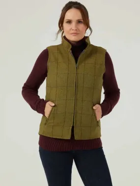 Alan Paine Rutland Ladies Tweed Gilet In Lichen