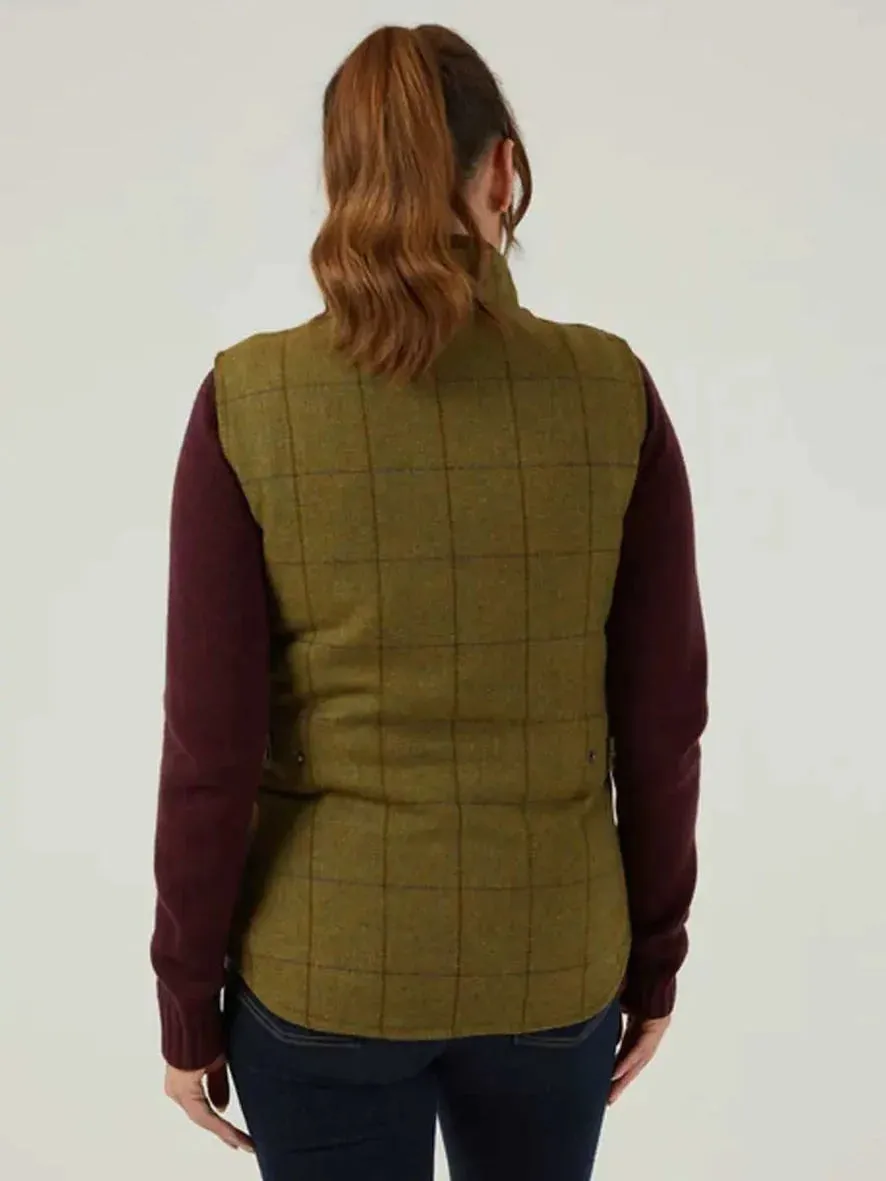 Alan Paine Rutland Ladies Tweed Gilet In Lichen