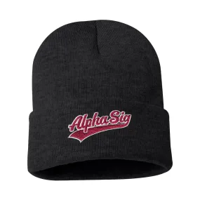 Alpha Sig Signature Charcoal Beanie