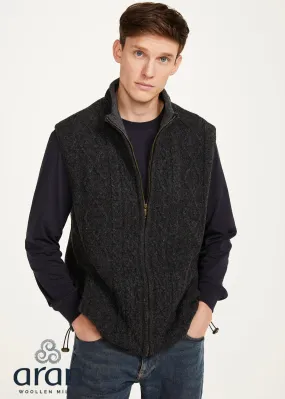 Aran Full Zip Fleece Gilet | Charcoal