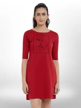 ARTIFICIAL PRINTED WOMEN'S THREE QUARTER SLEEVE T-SHIRT SIDE POCKET