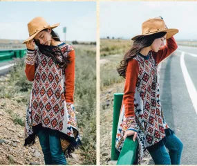 ARTKA ASYMMETRIC HEM LOOSE JUMPER DRESS IN MIXED PRINT