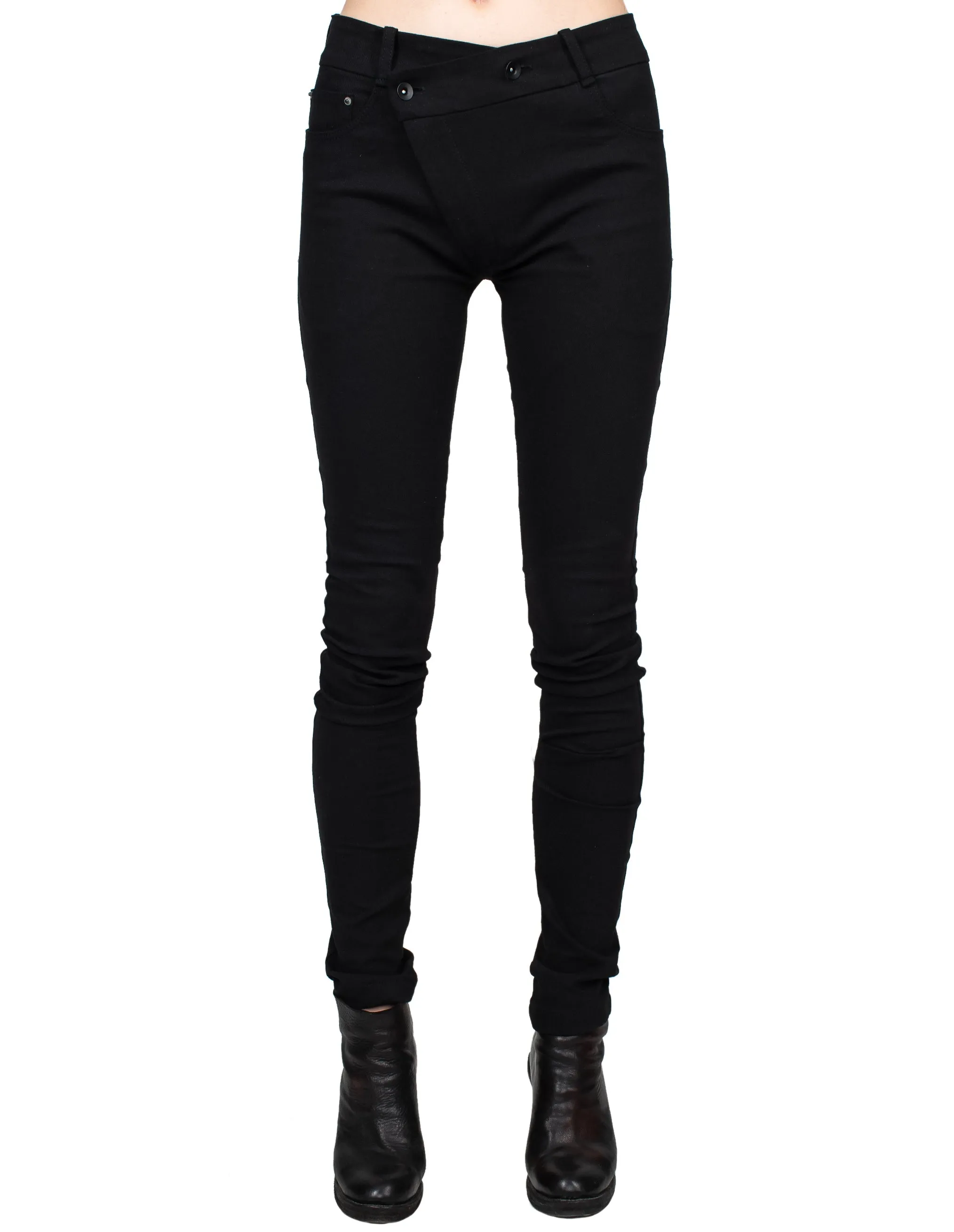 Asymmetrical Front Denim Pants