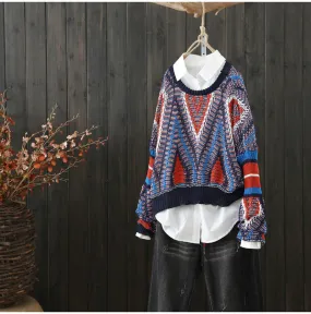 AUTUMN VINTAGE INSPIRED CHUNKY MULTI KNIT JUMPER