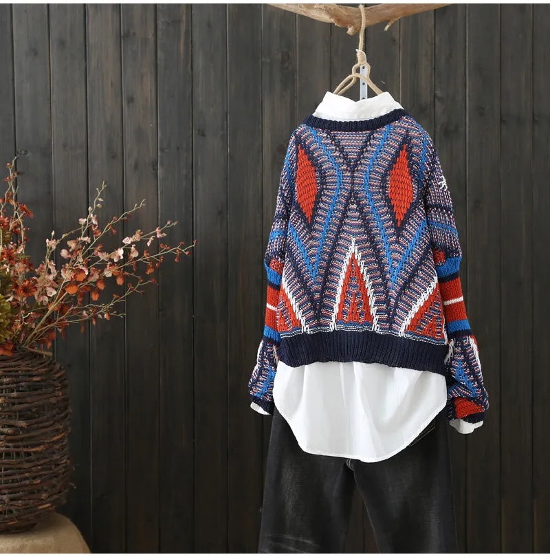 AUTUMN VINTAGE INSPIRED CHUNKY MULTI KNIT JUMPER