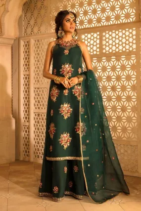 Basit Sipra - RAANI BAAGH II - Organza & Silk - Green - 4 Piece
