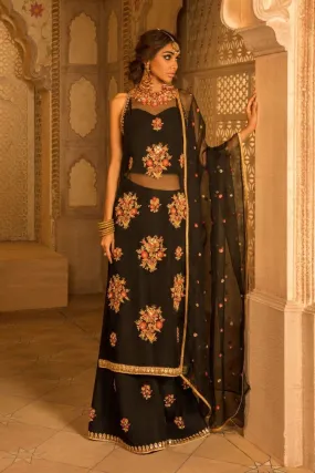 Basit Sipra - RAANI BAGH III - Organza & Silk - Black - 4 Piece