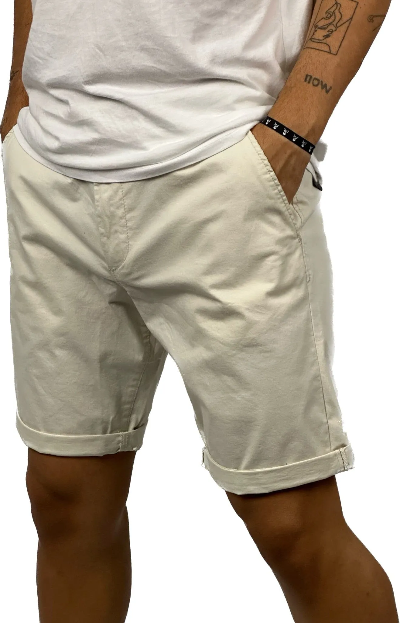 Bermuda Chino Short Slim Crema -30