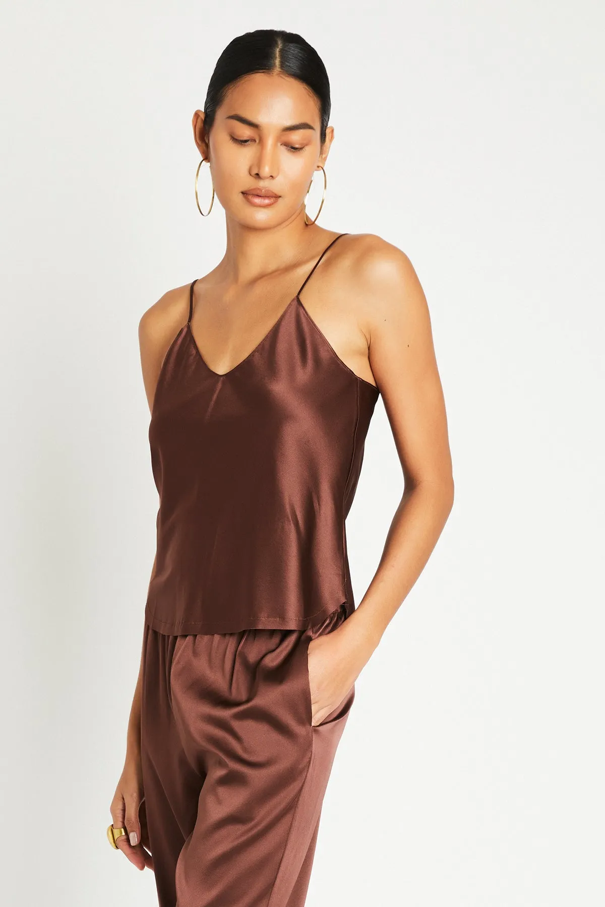   Beryll Cami Silk Top | Chocolate