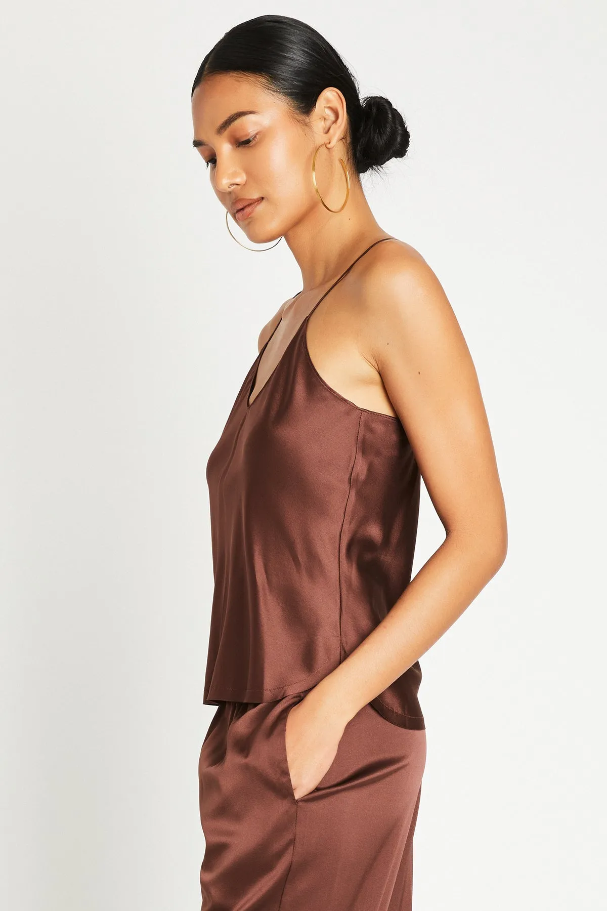   Beryll Cami Silk Top | Chocolate