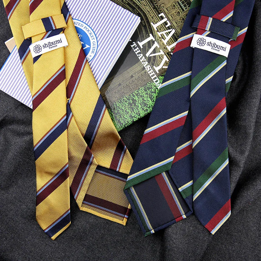 Bespoke Repp Stripe Silk Tie - Gold