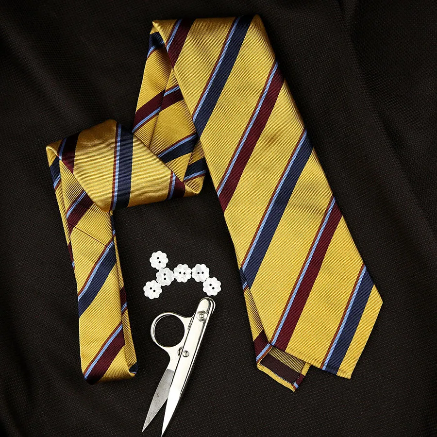 Bespoke Repp Stripe Silk Tie - Gold