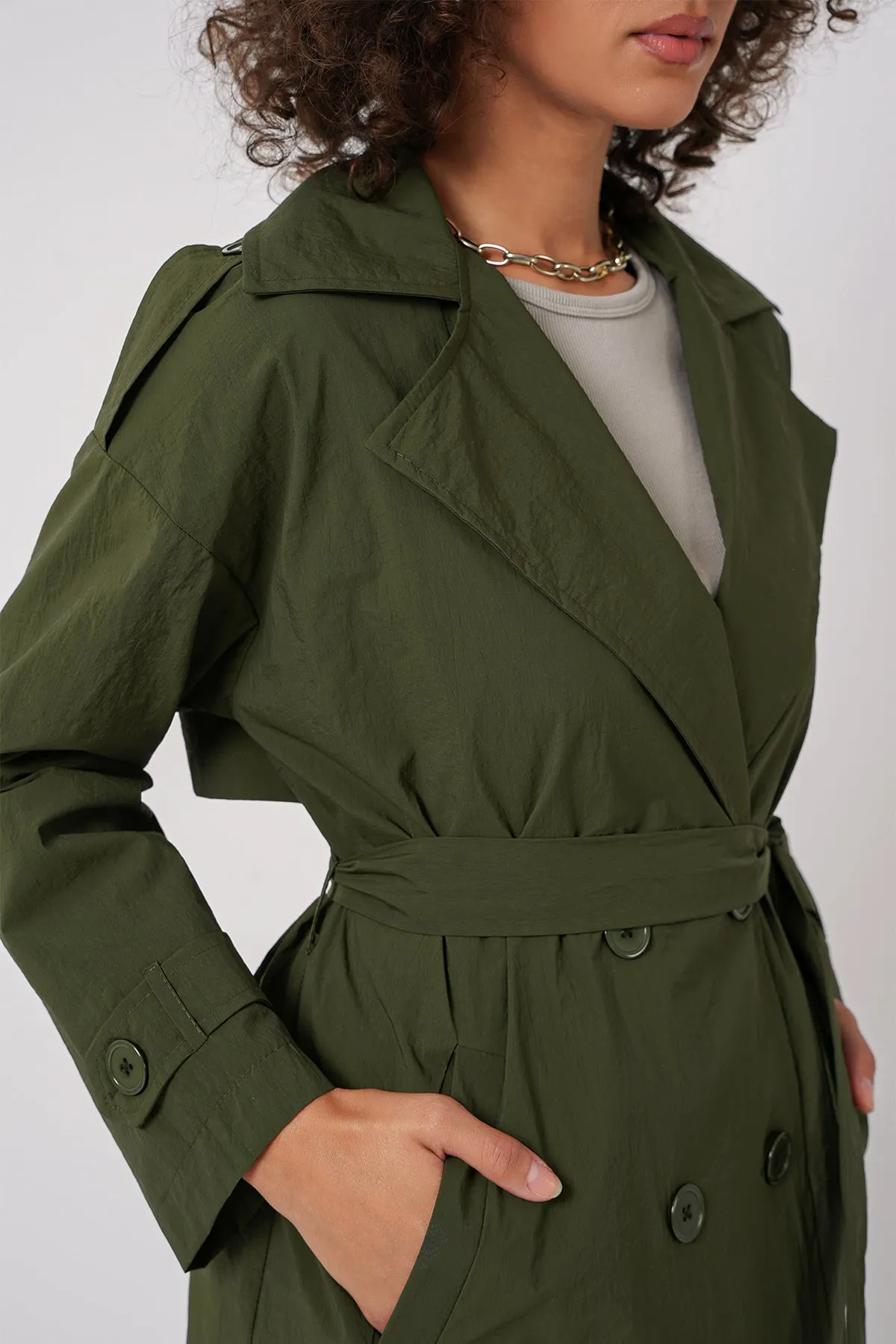 BGD Women Double-Breasted Trench Coat - Khaki - Leverkusen