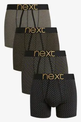 Black / Gold Pattern A-Fronts Four Pack