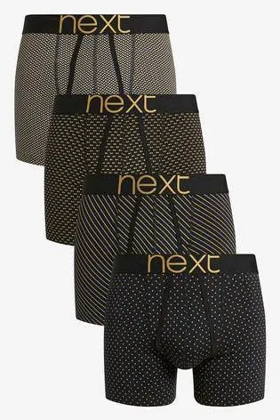 Black / Gold Pattern A-Fronts Four Pack