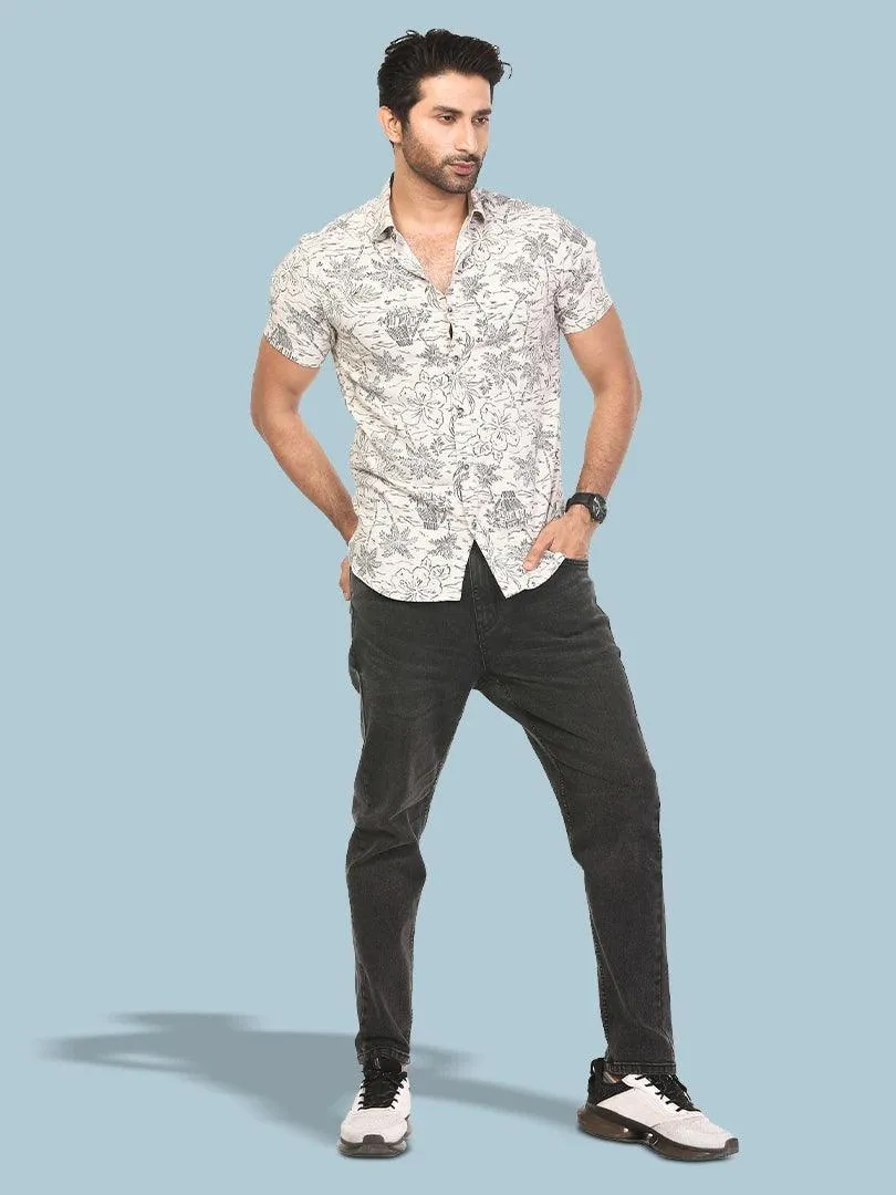 BLACK PRINTED Men's CASUAL SHIRT