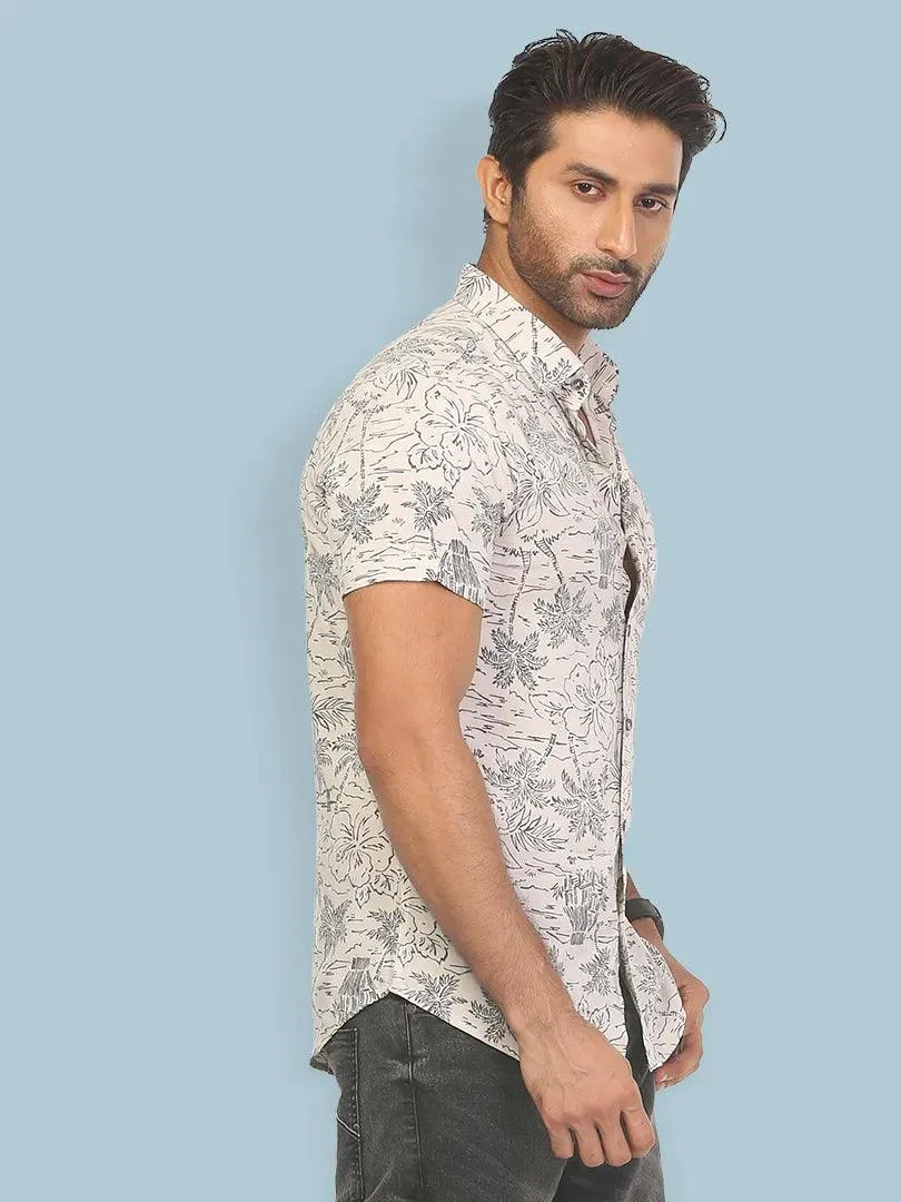 BLACK PRINTED Men's CASUAL SHIRT