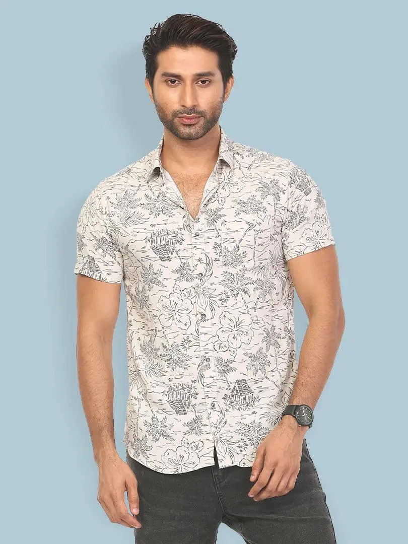 BLACK PRINTED Men's CASUAL SHIRT