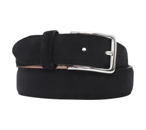 Black Suede 35mm Belt - Silver Buckle - LUCKY LAST