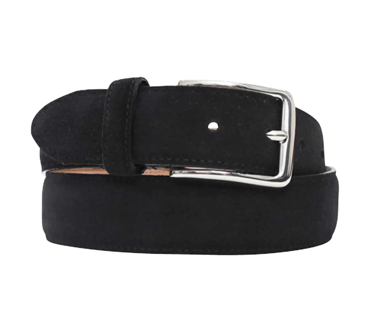 Black Suede 35mm Belt - Silver Buckle - LUCKY LAST