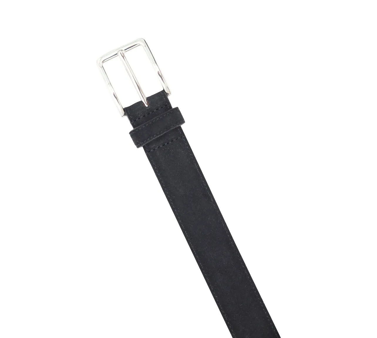 Black Suede 35mm Belt - Silver Buckle - LUCKY LAST