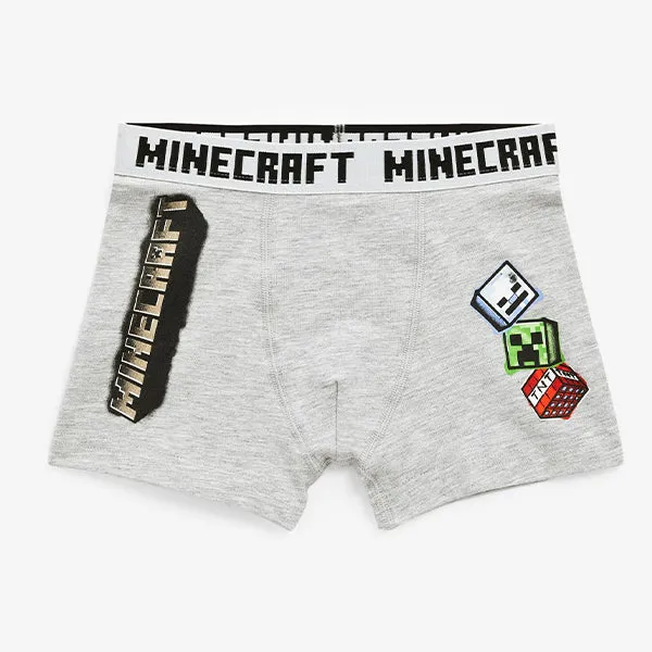 Black/Grey/Red Minecraft Trunks 3 Pack (3-12yrs)