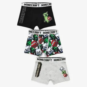 Black/Grey/Red Minecraft Trunks 3 Pack (3-12yrs)