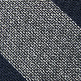 Block Stripe Grenadine / Garza Fina Bespoke Tie - Navy / Grey Mottled