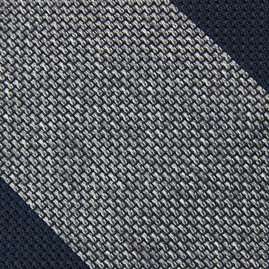 Block Stripe Grenadine / Garza Fina Bespoke Tie - Navy / Grey Mottled