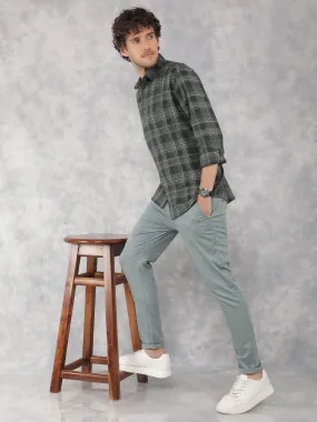 Blue Printed Chinos Trousers