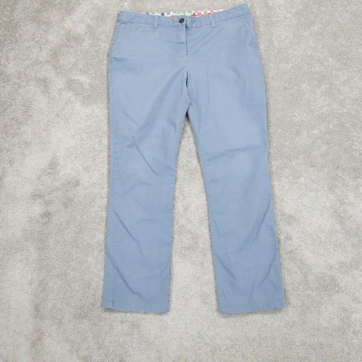 Boden Mens Chino Pants Slim Straight High Rise Slash Pockets Slate Blue Size 12R